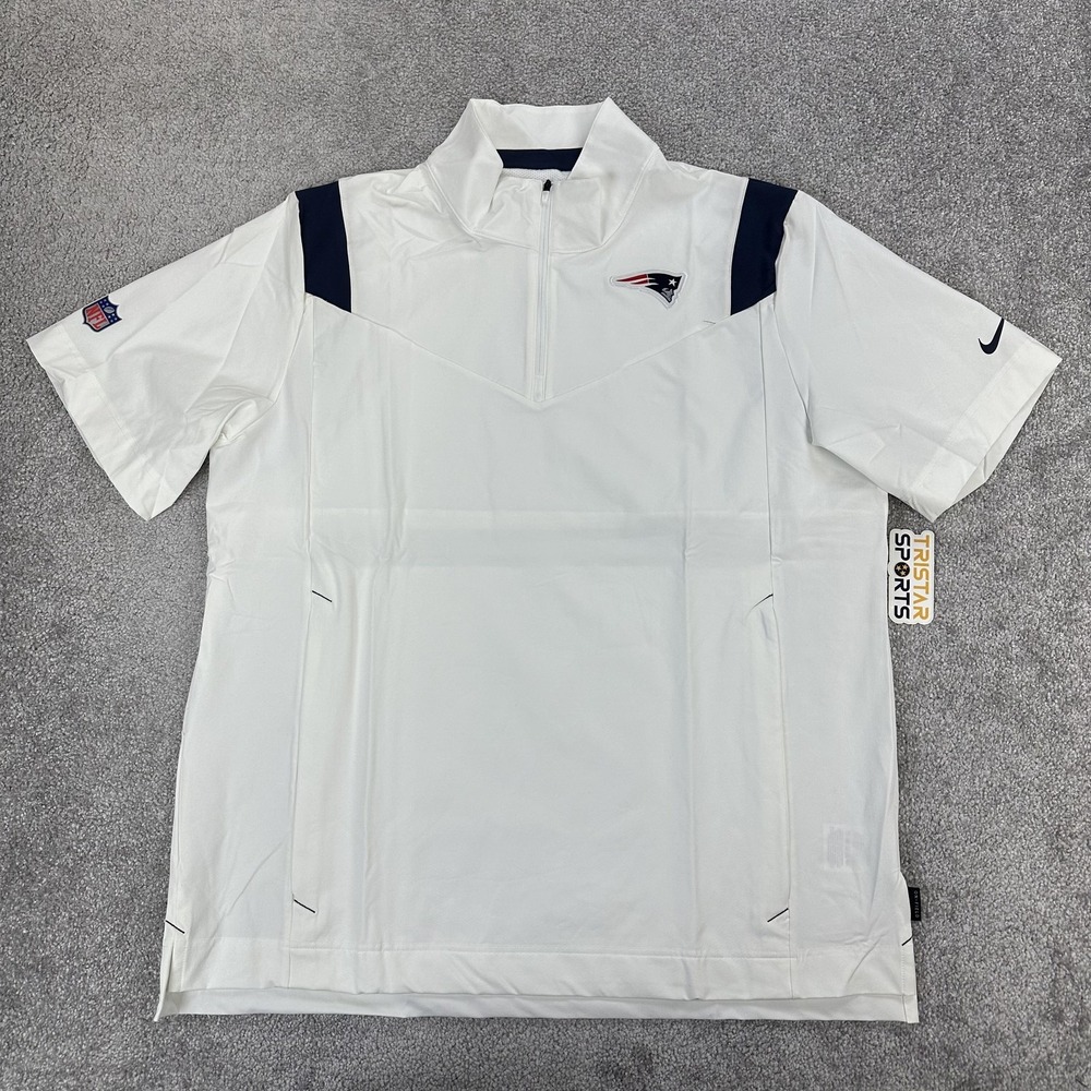 New England Patriots Coaches Jacket Mens XL White 1/4 Zip Nike NFL On Field